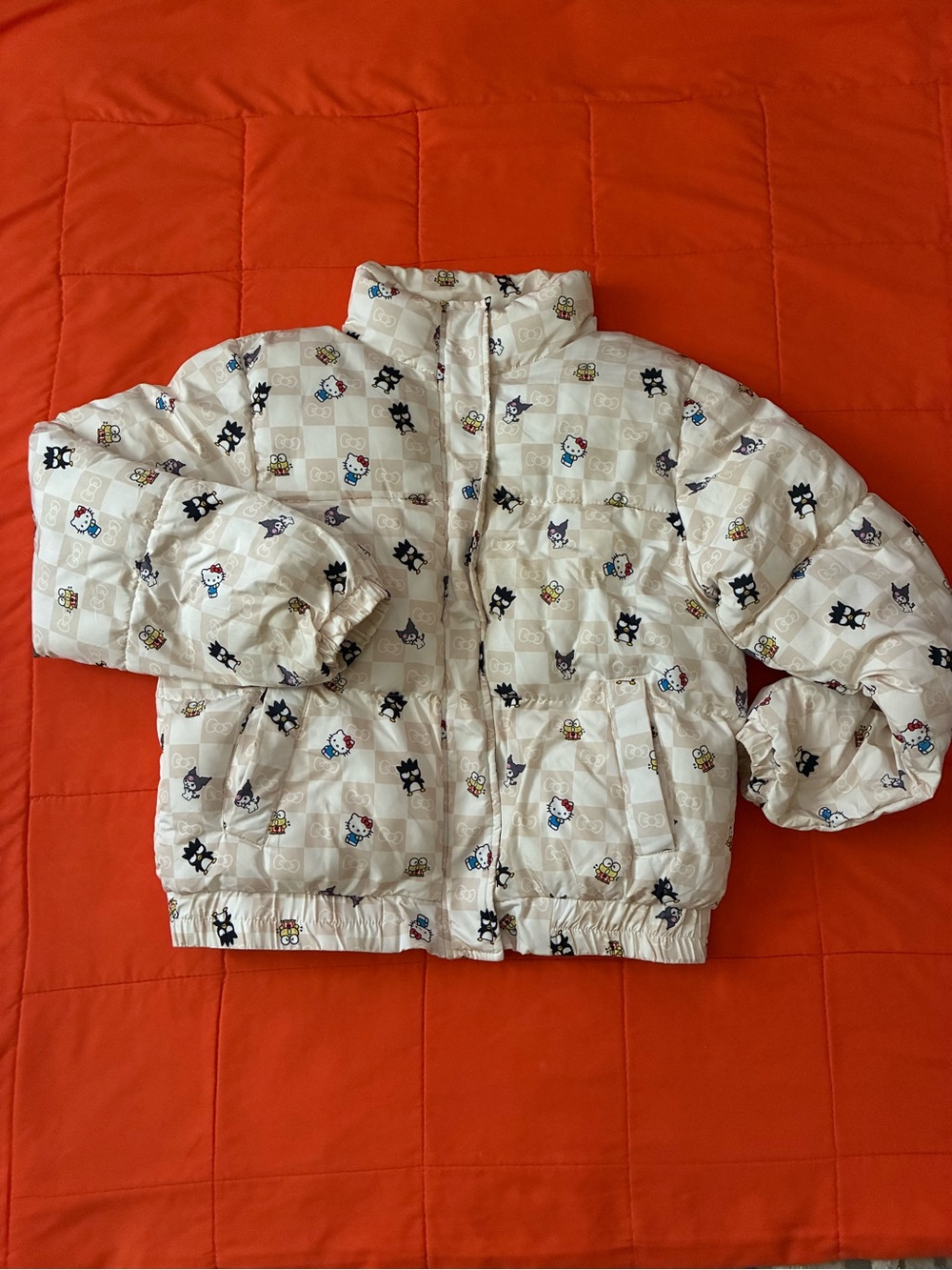 Hello Kitty Forever 21 Puffer Jacket Womens Small Insulated Quilted Zip